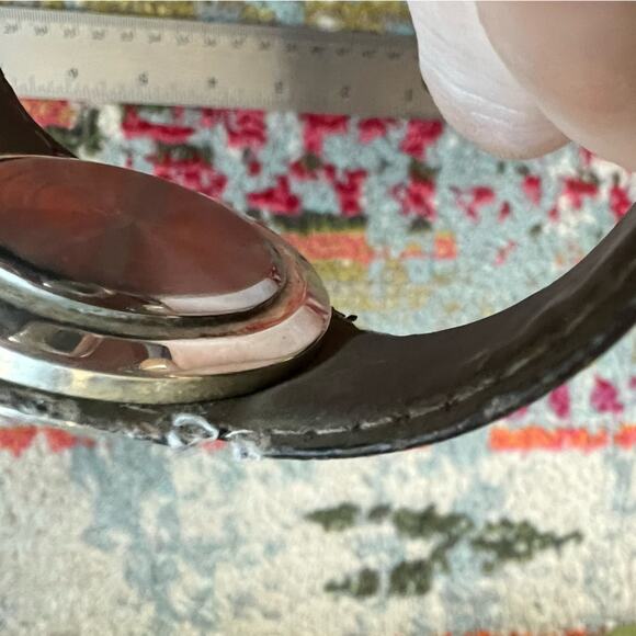 Saddle River Women's Tooled Leather & Silver Cuff Watch - Picture 6 of 7